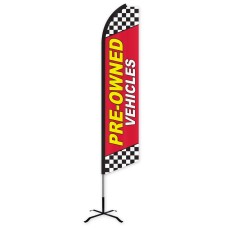 Pre-Owned Vehicles Red Swooper Feather Flag