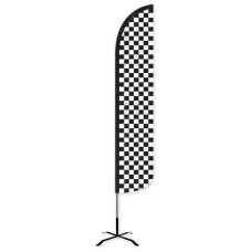 Checkered Black/White Wind-Free Feather Flag