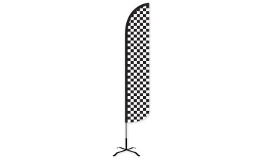 Checkered Black/White Wind-Free Feather Flag