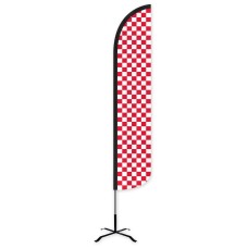 Checkered Red/White Wind-Free Feather Flag