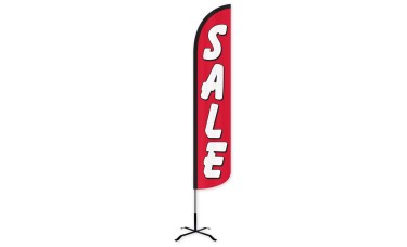 Sale (Red & White) Wind-Free Feather Flag