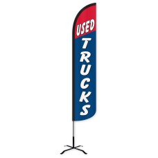 Used Trucks Red/Blue Wind-Free Feather Flag