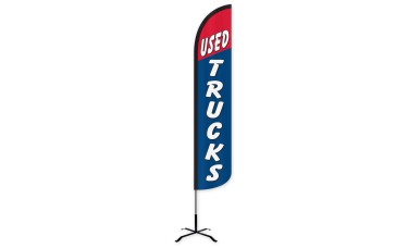 Used Trucks Red/Blue Wind-Free Feather Flag