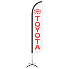 Toyota White/Red Wind-Free Feather Flag