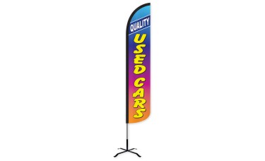 Quality Used Cars Rainbow Wind-Free Feather Flag