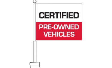 Certified Pre-Owned Vehicles (Red & White) Car Flag