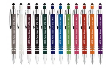 Custom Laser Engraved Jayhawk Stylus Soft Touch Metal Retractable Ballpoint Pens