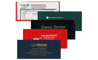 Custom Printed Insurance Card Holders - 9-1/8"(W) x 4"(H) - Opens on Long Side - #10 Envelope Size