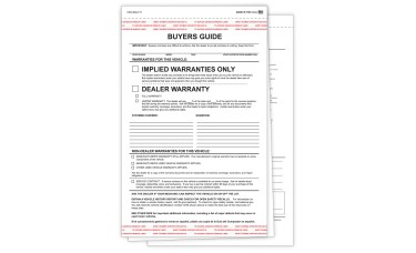 2-Part Adhesive Tape Car Dealer Buyers Guides - Implied (Package of 100)