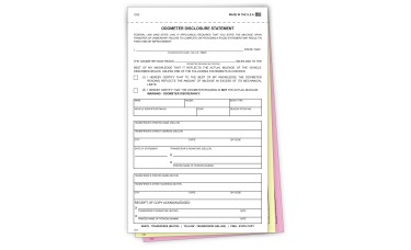 3-Part Auto Dealer Odometer Disclosure Statements Forms (Package of 100)