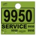 Colored 4-Part Service Dispatch Numbered Hang Tags - Lime Green