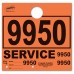 Colored 4-Part Service Dispatch Numbered Hang Tags - Orange