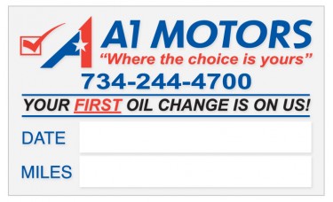 Custom Write-On Oil Change Stickers - Static Cling (Individually Cut Labels)